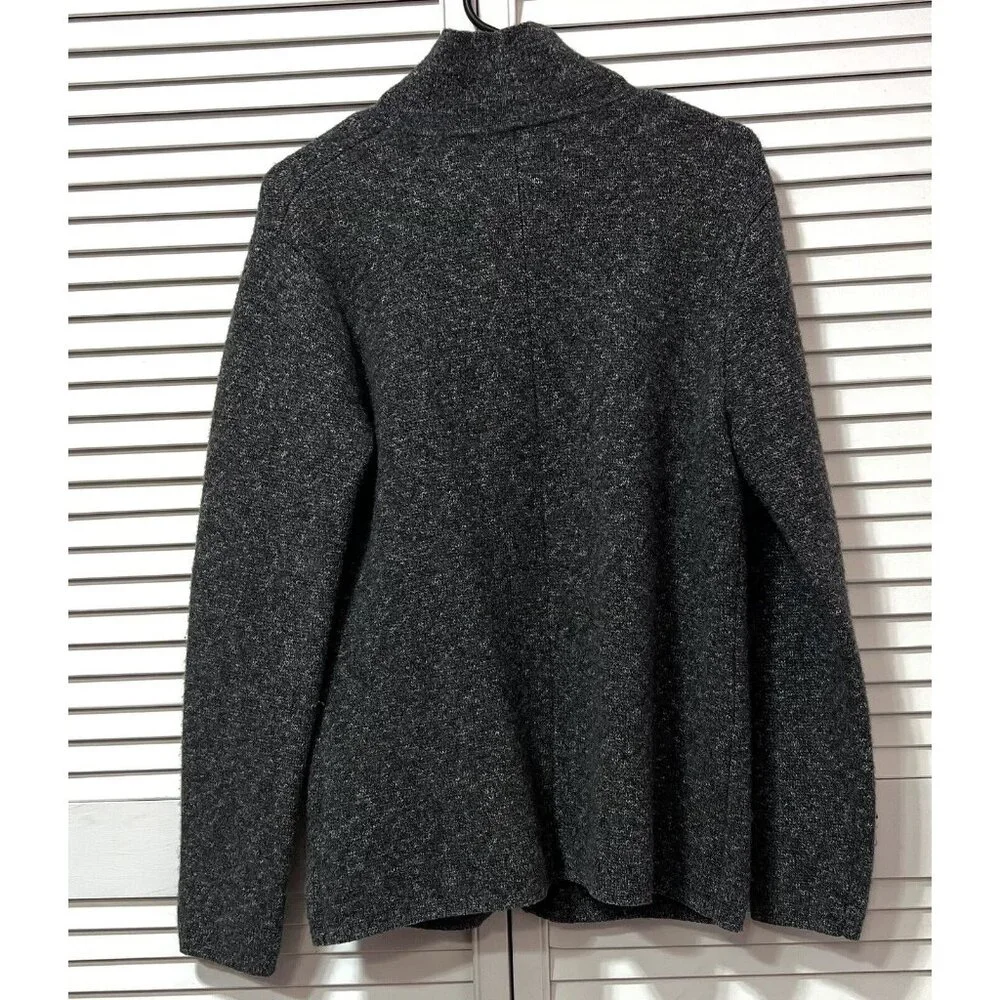 Club Monaco Women Lamb Wool sweater small open front buttons gray pockets - Picture 2 of 7